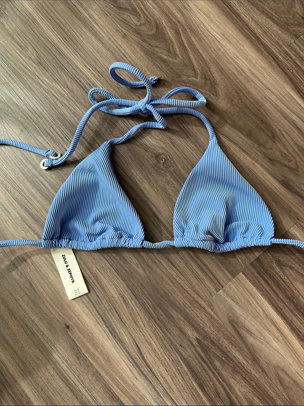 Zulu & Zephyr Light Blue Ribbed Triangle Bikini Top